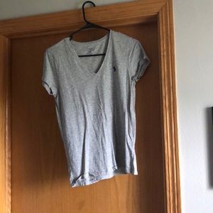 Grey v-neck polo shirt